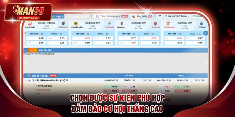 Chọn được sự kiện phù hợp đảm bảo cơ hội thắng cao