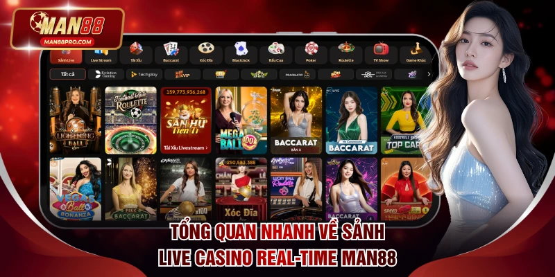 Tổng quan nhanh về sảnh Live Casino Real-time Man88
